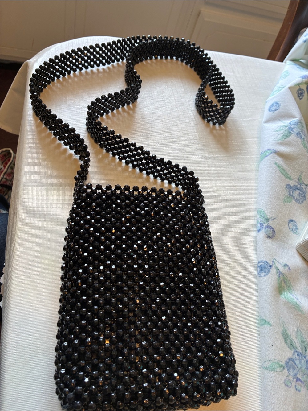 Sabina Black Beaded Mini Crossbody Bag